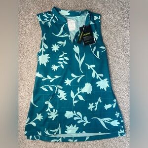 Adidas Teal and Light Blue Floral Women's Top - NEW - XS
